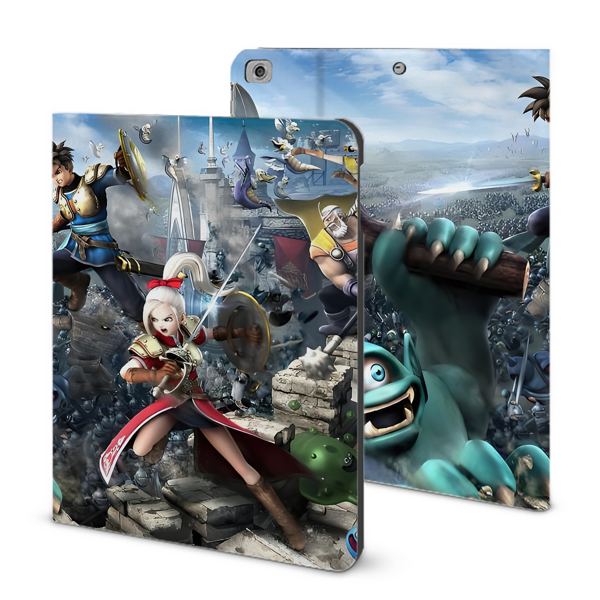 （画像用） ドラゴンクエスト Doragon Kuesuto Dragon Quest IPad ケース ブック型 PUレザー TPU 耐衝撃 軽量 薄型 ペン収納なし 全面保護 IPad 各モデル対応